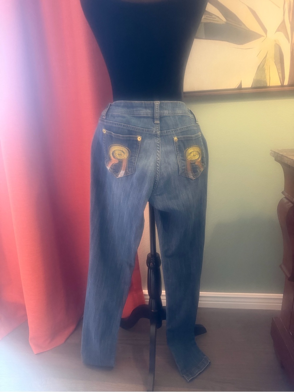 Rocawear Women's Blue Boot Cut Jeans with Studded Pockets - Picture 5 of 7